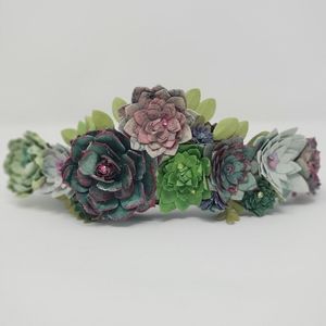 Boho Succulent Flower Crown - Handmade, OOAK